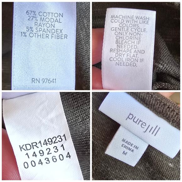 Pure Jill Tunic Dress Moss Green Heather Stripe Size M Long Sleeve Scoop Neck - Picture 4 of 8